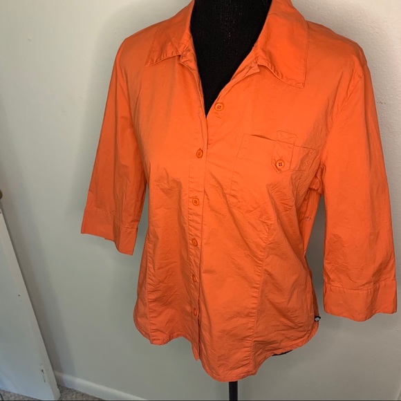 Harley Davidson Orange Button Down SIZE L - Picture 6 of 8